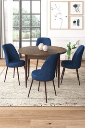 Hanah Home Juego de Mesa y Sillas de Comedor de 5 Piezas Barroco y Azul Marino
